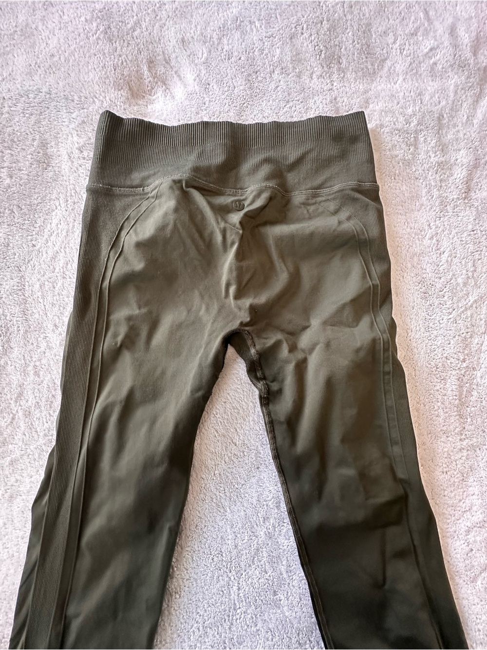 lululemon athletica Olive Green Ribbed-Waist Leggings